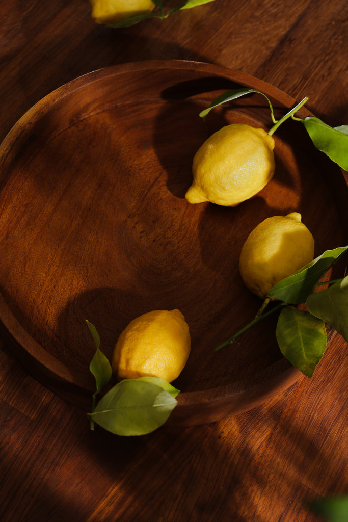 Round Wooden Tray with citrus