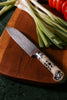 Damascus Handmade Uzbek Kitchen Knife – Dotted Ecru