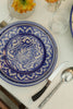Set of Four Uzbek Handmade Ceramic Dinner plates close up