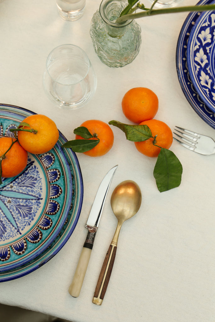 Handmade Uzbek Steak Knives on a table setting