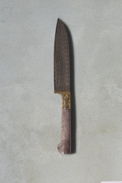 Samarkand Damascus Kitchen Knife – Classic Grey