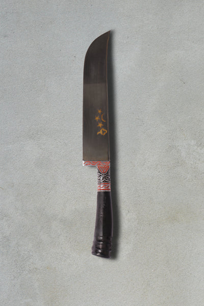 Metal Kitchen Handmade Uzbek Knife with Detailed blade – Black