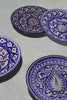 Picture of a Set of Four Uzbek Handmade Ceramic Dinner plates – Dark Blue