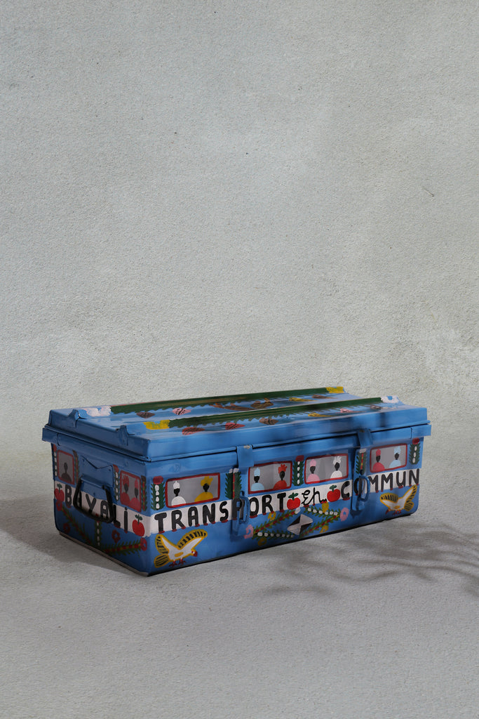 Small blue Handpainted senegalese metal box